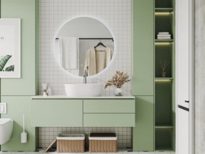 Miroir de salle de bain ovale sans contour anti buée à leds - D90 cm - ROMULA
