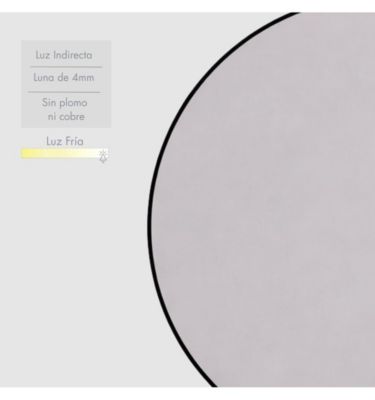 Miroir de Salle de Bain Rond avec Éclairage LED, Profil Latéral Noir, Lumière Froide (5700K) - Diamètre 60 cm - Modèle Sidney