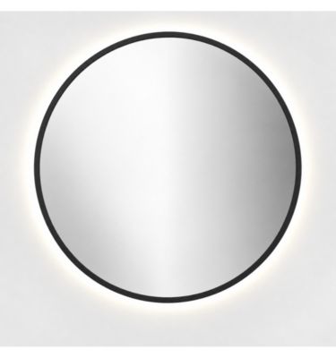 Miroir de Salle de Bain Rond avec Éclairage LED, Profil Latéral Noir, Lumière Froide (5700K) - Diamètre 60 cm - Modèle Sidney