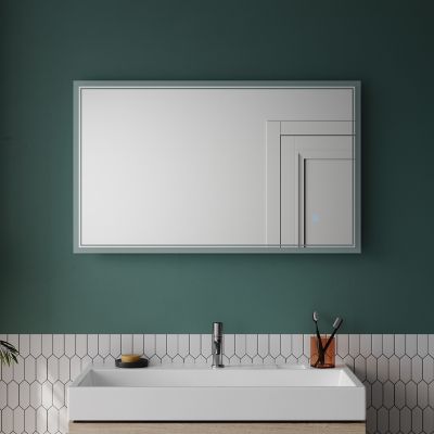 Miroir de salle de bain SIRHONA 1000x600x35mm LED, fonction anti-buée, avec interrupteur tactile