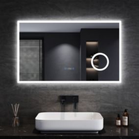 Miroir de salle de bain SIRHONA LED 1000x600x35mm, avec 3x amplificateur, tactile , affichage de l'heure, de la température