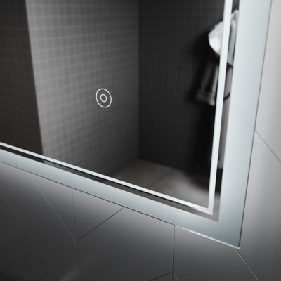 Miroir de salle de bain SIRHONA LED 800x600x35mm, fonction anti-buée, avec interrupteur tactile ou mural