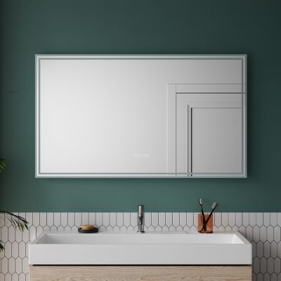 Miroir de salle de bain SIRHONA Miroir carré LED 1200x700x35mm avec tactile, Bluetooth,  affichage de l'horloge, de la température