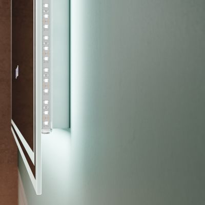 Miroir de salle de bain SIRHONA Miroir carré LED 1200x700x35mm avec tactile, Bluetooth,  affichage de l'horloge, de la température