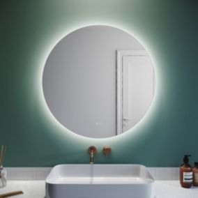 Miroir de salle de bain SIRHONA miroir rond LED diamètre 800 mm, épaisseur 35 mm, interrupteur tactile