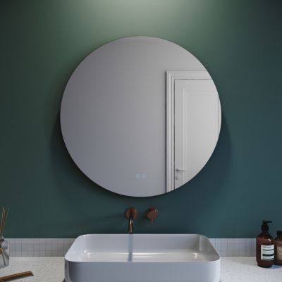 Miroir de salle de bain SIRHONA miroir rond LED diamètre 800 mm, épaisseur 35 mm, interrupteur tactile