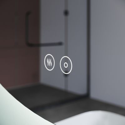 Miroir de salle de bain SIRHONA miroir rond LED diamètre 800 mm, épaisseur 35 mm, interrupteur tactile