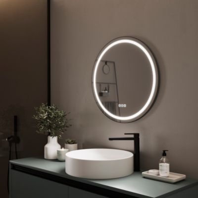 Miroir de salle de bain Slim Noir D80 Anti-buée et Bluetooth