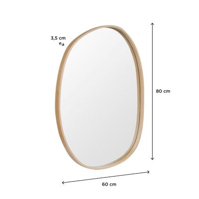 Miroir de salle de bains forme galet l.60 x H.80 cm, placage chêne, Thiam