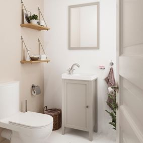 Miroir de salle de bains gris taupe mat l.70 x L.50 x ép.1,6 cm, GoodHome Perma