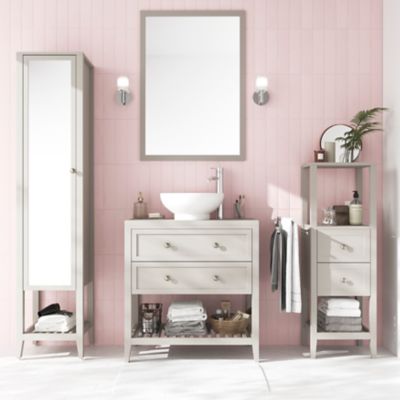 Miroir de salle de bains gris taupe mat l.70 x L.50 x ép.1,6 cm, GoodHome Perma