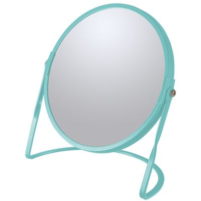 Miroir de salle de bains grossissant inclinable en métal, bleu aqua, l.18 x H.20 x P.10,5 cm, Spirella Akira Aqua