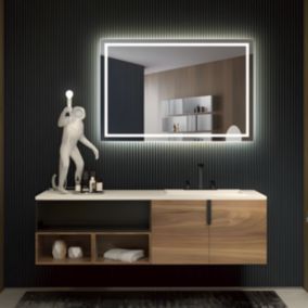 Miroir de Salle de Bains Lumineux Eclairage Intégré Led Frontal L100 x H80 cm CRISTALED Equal