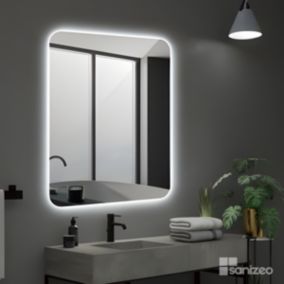 Miroir de Salle de Bains Lumineux Eclairage Intégré Led Rétroéclairé Bords Arrondis L100 x H80cm CRISTALED Lux