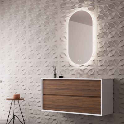 Miroir de Salle de Bains Lumineux Eclairage Intégré Led Rétro éclairé L50xH90 cm, On/Off et Anti-Buée, SANIZEO PALMA