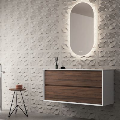Miroir de Salle de Bains Lumineux Eclairage Intégré Led Rétro éclairé L50xH90 cm, On/Off et Anti-Buée, SANIZEO PALMA