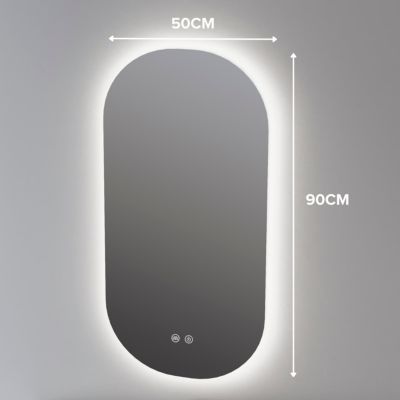 Miroir de Salle de Bains Lumineux Eclairage Intégré Led Rétro éclairé L50xH90 cm, On/Off et Anti-Buée, SANIZEO PALMA