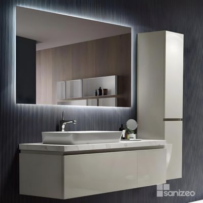 Miroir de Salle de Bains Lumineux Eclairage Intégré Led Rétroéclairé L80 x H80 cm CRISTALED Supra