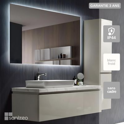 Miroir de Salle de Bains Lumineux Eclairage Intégré Led Rétroéclairé L80 x H80 cm CRISTALED Supra