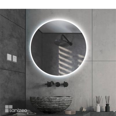 Miroir de Salle de Bains Lumineux Eclairage Intégré Led Rond 90CM contour Sablé CRISTALED Gamma