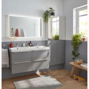 Miroir de salle de bains lumineux LED 70 x 120 cm, argenté, MPGlass Bishop