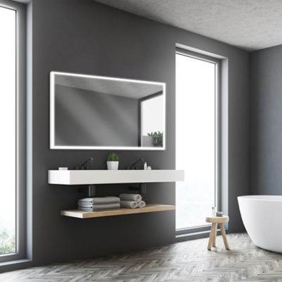 Miroir LED APOLO avec bord en finition noir mat - 100x70x11cm 