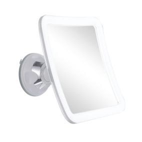 Miroir de salle de bains lumineux LED à ventouse, blanc et gris L.16 x l.16 cm, MPGlass