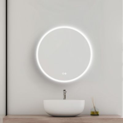 Miroir de salle de bains lumineux LED anti-buée Ø60 cm, argenté, MPGlass Astra