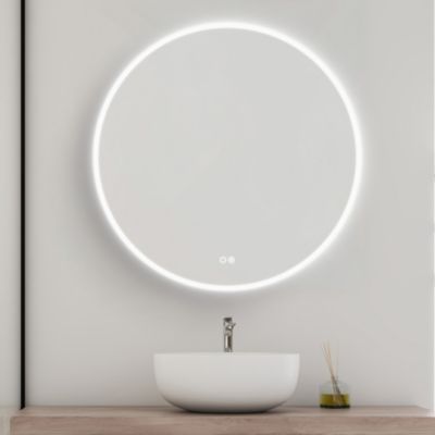 Miroir de salle de bains lumineux LED anti-buée Ø80 cm, argenté, MPGlass Astra