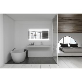 Miroir de salle de bain LED HUOLE à angle droit, tactile, mural - 60 x 80  cm blanc froid