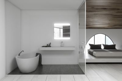 Miroir de salle de bains lumineux LED, argenté l.70 x H. 65 cm, MPGlass Vague