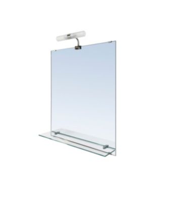 Miroir de salle de bains lumineux LED avec étagère en verre l.50 x H.60 cm, GoodHome Clarach