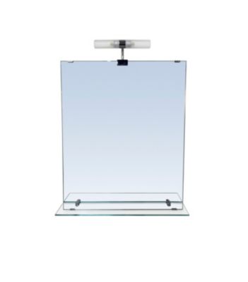 Miroir de salle de bains lumineux LED avec étagère en verre l.50 x H.60 cm, GoodHome Clarach