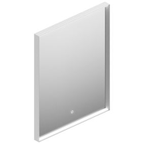 Miroir de salle de bains lumineux LED cadre blanc H. 75 x L. 60 cm, Pura