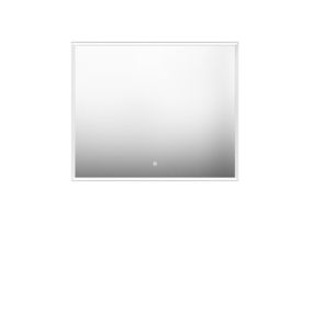 Miroir de salle de bains lumineux LED cadre blanc H. 75 x L. 90 cm, Pura