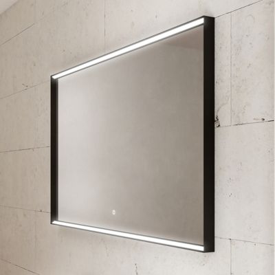 Miroir de salle de bains lumineux LED cadre noir H.75 x L.120 cm, Pura+