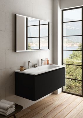 Miroir de salle de bain lumineux rectangulaire 120 cm - Noir