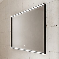 Miroir de salle de bains lumineux LED cadre noir H. 75 x L. 120 cm, Pura