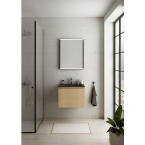 Miroir de salle de bains lumineux LED cadre noir H.75 x L.60 cm, Pura+