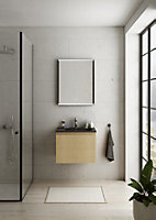 Miroir de salle de bains lumineux LED cadre noir H.75 x L.60 cm, Pura