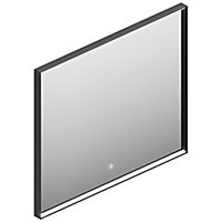 Miroir de salle de bains lumineux LED cadre noir H. 75 x L. 90 cm, Pura