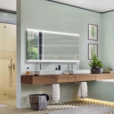 Miroir simple de salle de bain + miroir led lumineux + anti-buée + horloge  numérique et date + miroir grossissant+horzontal 100*70cm - Conforama