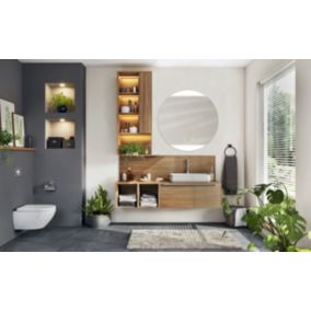 Miroir de salle de bains lumineux LED rond Ø80 cm, argenté, MPGlass Onde