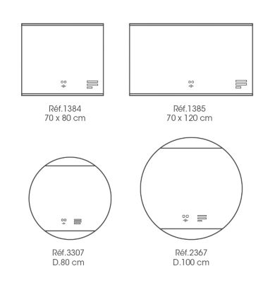 Miroir de salle de bains lumineux LED connecté rond BroadWay diamètre 100 cm, bluetooth, MPGlass