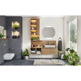 Miroir de salle de bains lumineux LED, connexion Bluetooth, Ø80cm, argenté, MPGlass BroadWay