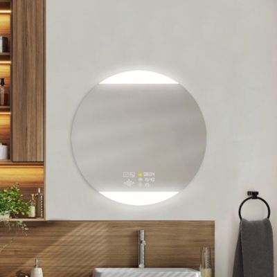 Miroir de salle de bains lumineux LED, connexion Bluetooth, Ø80cm, argenté, MPGlass BroadWay