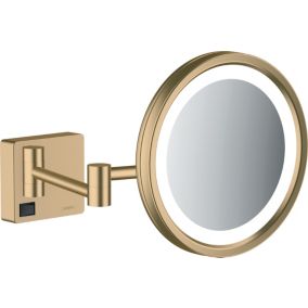 Miroir de salle de bains lumineux LED grossissant, bronze brossé, Hansgrohe