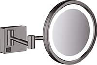 Miroir de salle de bains lumineux LED grossissant, noir chromé brossé, Hansgrohe