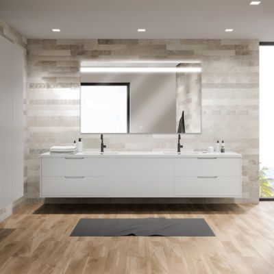 Miroir de salle de bains lumineux LED L.120 x H.70 cm, argenté, MPGlass Kelme