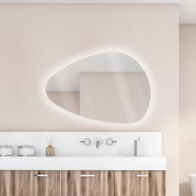 Miroir de salle de bains lumineux LED, l.70 x H.100 cm, argenté, MPGlass Stone